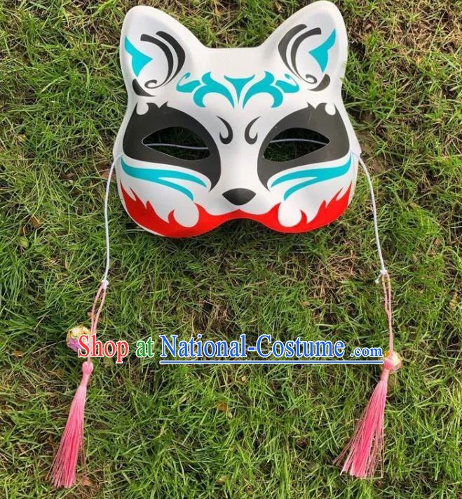 Handmade Printing Blue Cat Mask Headgear Professional Stage Performance Accessories Halloween Cosplay Face Mask