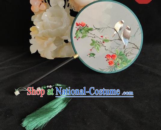 China Traditional Hanfu Dance Fan Handmade Double Sides Palace Fan Suzhou Embroidery Silk Fan Hand Embroidered Begonia Fan