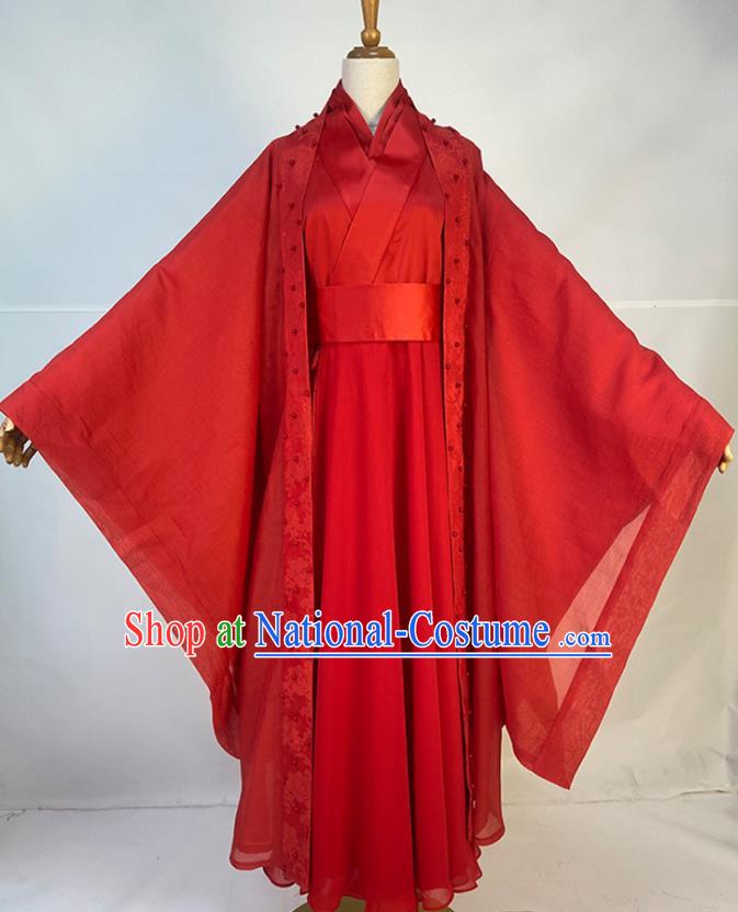 Chinese Song Dynasty Bride Red Dress Outfits Traditional Drama The Legend of White Snake Wedding Garment Costumes Ancient Goddess Bai Suzhen Clothing