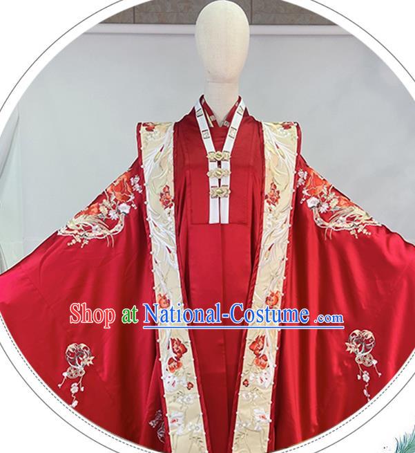 Chinese Ming Dynasty Empress Red Dress Outfits Traditional Drama Wedding Garment Costumes Ancient Palace Bride Clothing