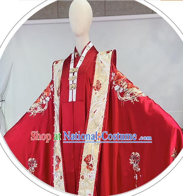 Chinese Ming Dynasty Empress Red Dress Outfits Traditional Drama Wedding Garment Costumes Ancient Palace Bride Clothing