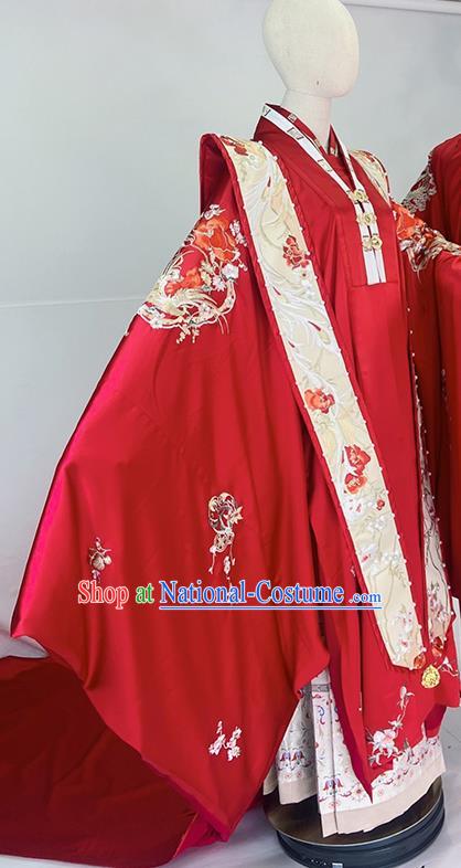 Chinese Ming Dynasty Empress Red Dress Outfits Traditional Drama Wedding Garment Costumes Ancient Palace Bride Clothing