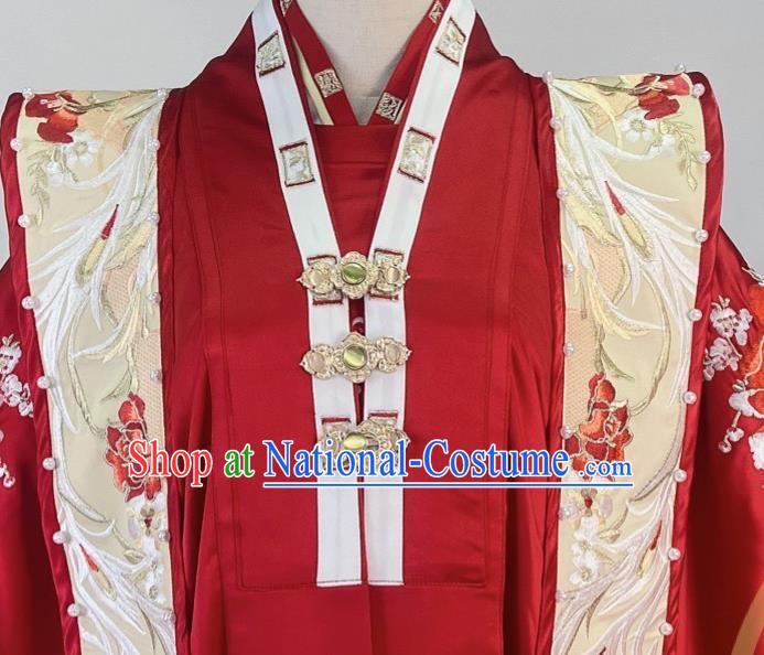 Chinese Ming Dynasty Empress Red Dress Outfits Traditional Drama Wedding Garment Costumes Ancient Palace Bride Clothing