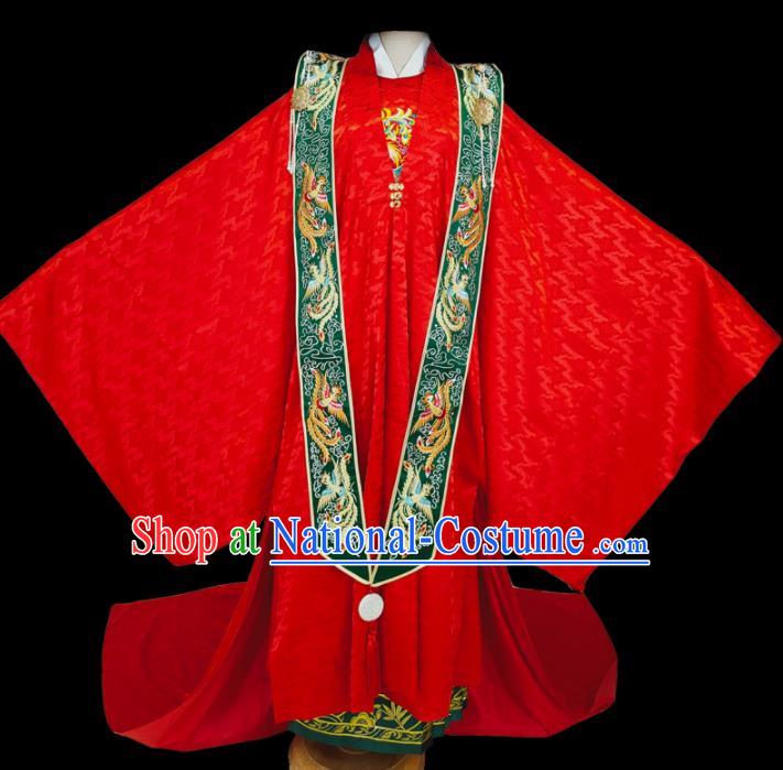 Chinese Ming Dynasty Empress Red Dress Outfits Traditional Drama Wedding Bride Garment Costumes Ancient Royal Queen Clothing