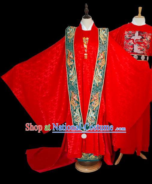 Chinese Ming Dynasty Empress Red Dress Outfits Traditional Drama Wedding Bride Garment Costumes Ancient Royal Queen Clothing