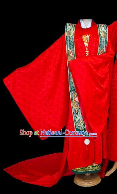 Chinese Ming Dynasty Empress Red Dress Outfits Traditional Drama Wedding Bride Garment Costumes Ancient Royal Queen Clothing