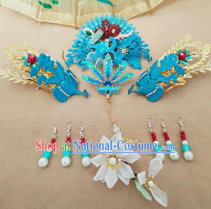 China Ancient Imperial Consort Phoenix Hair Crown and Hairpins Qing Dynasty Court Woman Headpieces Traditional Drama Story of Yanxi Palace Hair Accessories