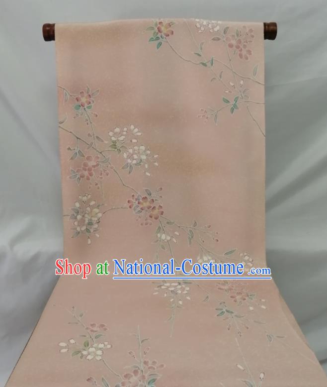 Japanese Women Kimono Dress Corset Accessories Traditional Yukata Belt Pink Silk Fabric Classical Sakura Pattern Waistband