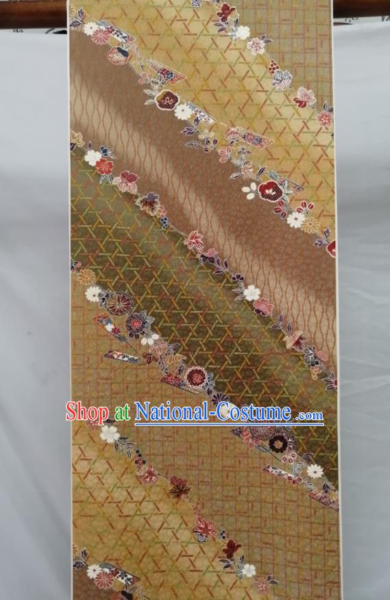 Japanese Traditional Yukata Belt Silk Fabric Classical Daisy Pattern Waistband Material Kimono Dress Corset Accessories