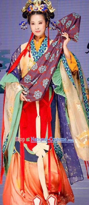 China Tang Dynasty Princess Garment Costumes Traditional Dunhuang Mural Hanfu Dress Ancient Goddess Historical Clothing Complete Set