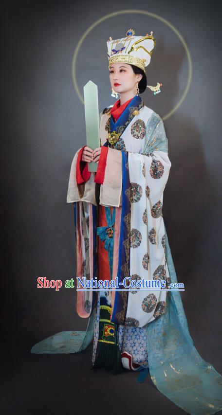 China Ancient Goddess Queen Replica Clothing Song Dynasty Empress Historical Garment Costumes Traditional Hanfu Dress Attires Full Set