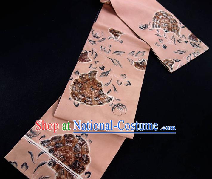 Japanese Kimono Dress Corset Accessories Traditional Yukata Pink Belt Classical Flowers Pattern Waistband