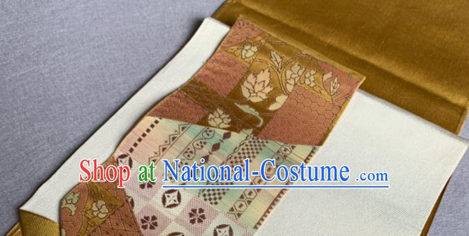 Japanese Summer Kimono Dress Corset Accessories Traditional Yukata Robe Golden Brocade Belt Classical Royal Pattern Wafuku Waistband