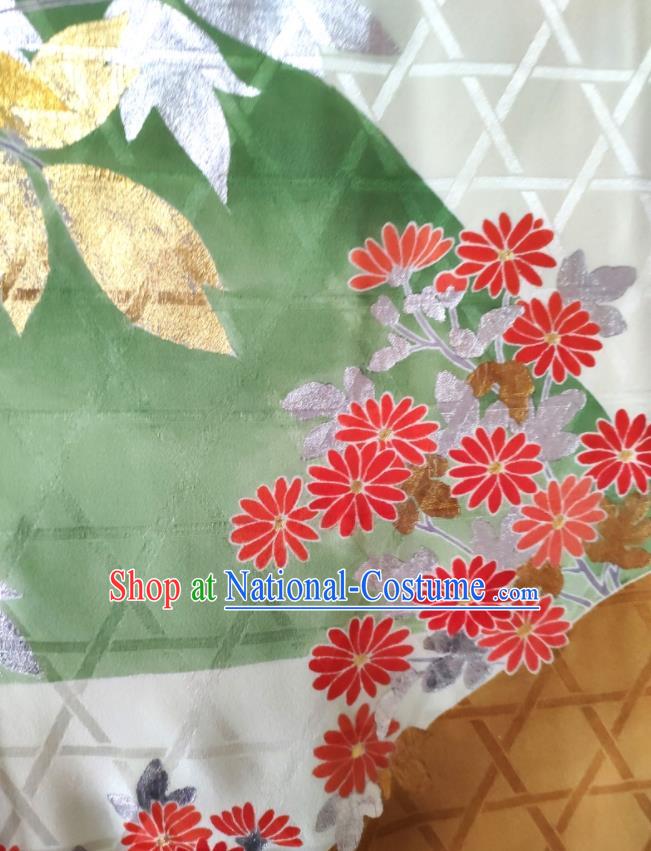 Japan Traditional Printing Silk Yukata Dress Classical Peony Pattern Furisode Kimono Clothing Court Woman Garment Costume