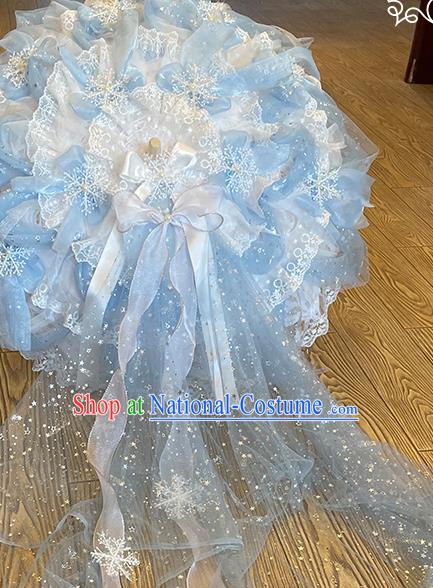 Handmade Blue Lace Umbrella Baroque Princess Umbrella Cosplay Fairy Props Stage Show Umbrellas