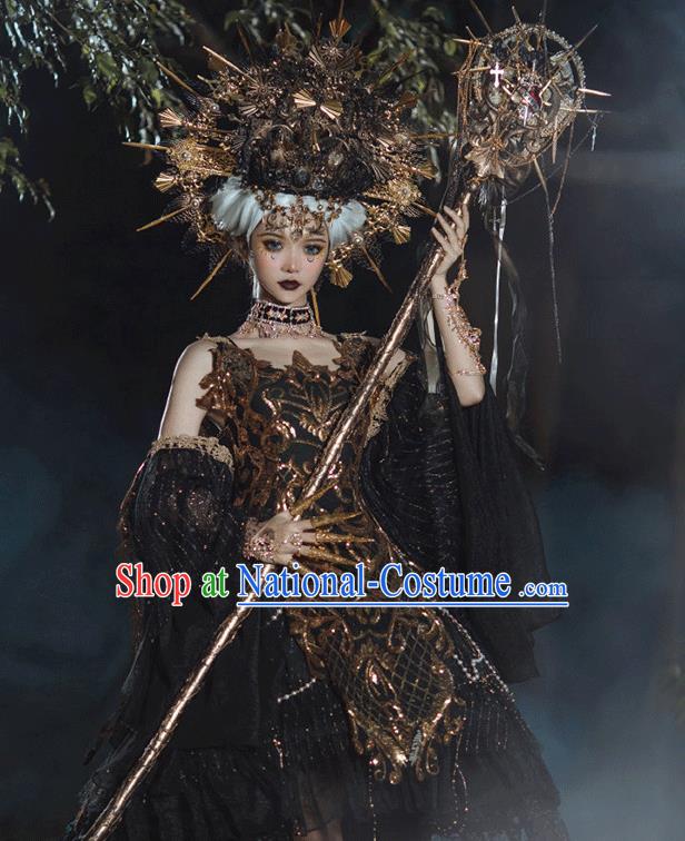 Top Stage Show Crystal Mace Handmade Queen Accessories Cosplay Goddess Props Gothic Princess Sceptre