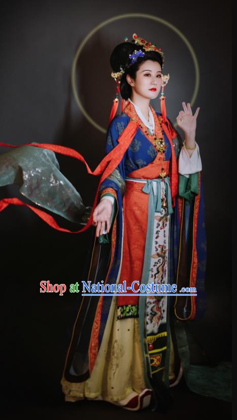 China Traditional Hanfu Dress Attires Tang Dynasty Empress Historical Clothing Ancient Royal Queen Garment Costumes Complete Set