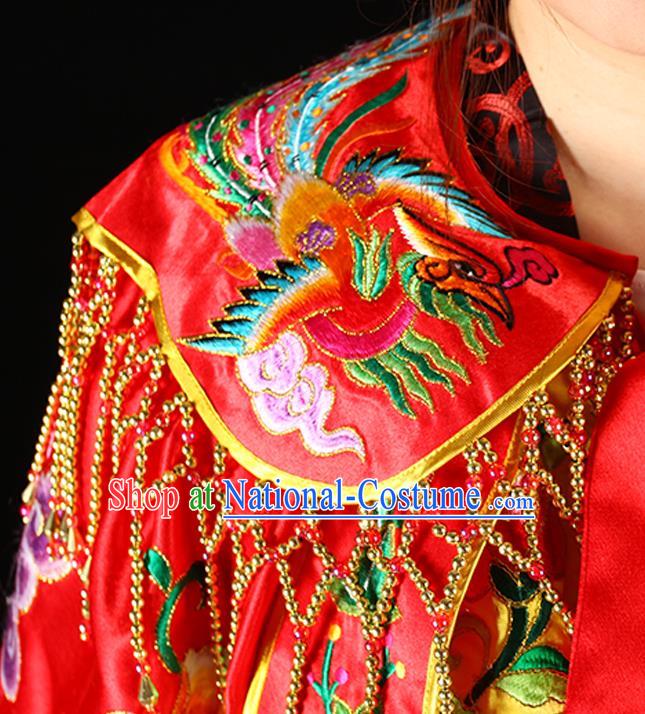 Chinese Peking Opera Goddess Mazu Embroidered Red Cape Traditional Opera Actress Mantle Ancient Queen Garment Costume