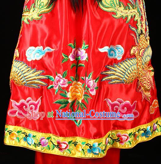 Chinese Peking Opera Goddess Mazu Embroidered Red Cape Traditional Opera Actress Mantle Ancient Queen Garment Costume