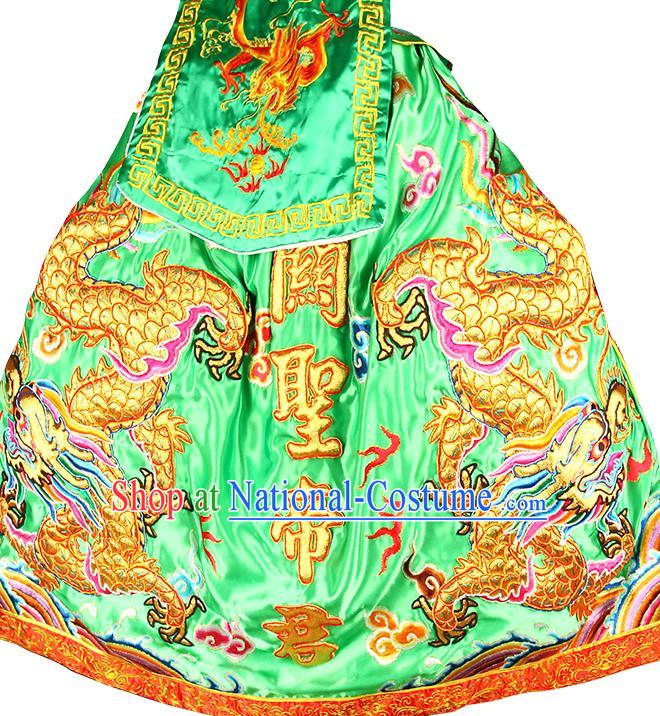 China Beijing Opera Takefu Clothing Traditional Opera Embroidered Green Mantle Sichuan Opera Guan Yu Cape