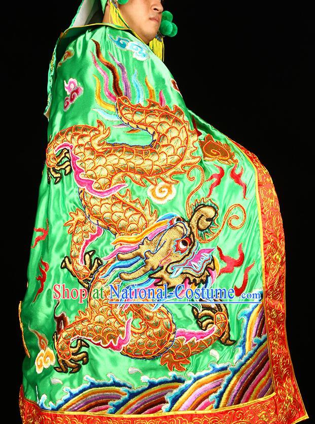 China Beijing Opera Takefu Clothing Traditional Opera Embroidered Green Mantle Sichuan Opera Guan Yu Cape