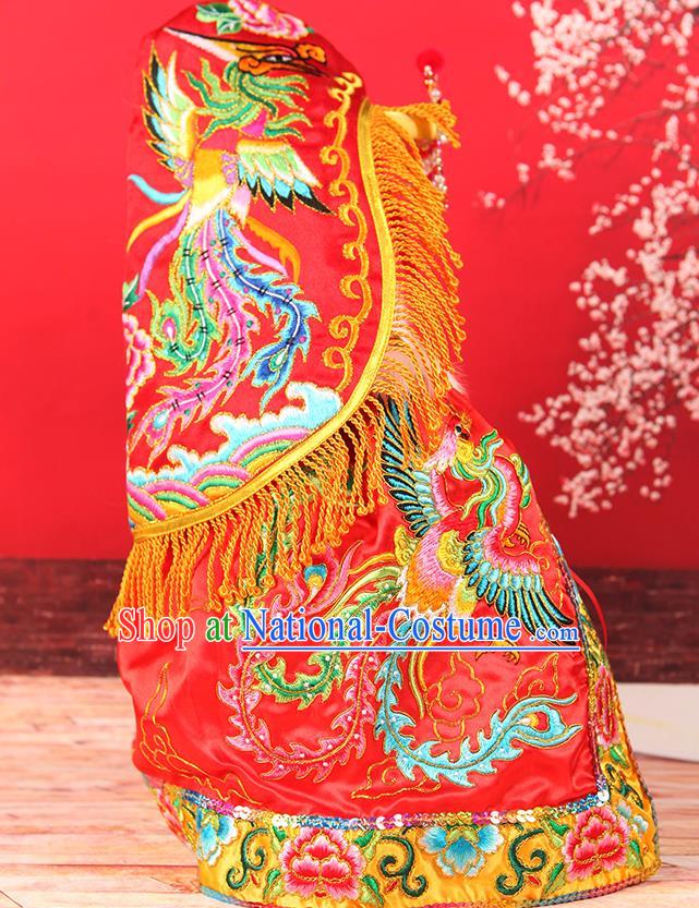 Handmade China Traditional Opera Empress Embroidered Red Hat Ancient Goddess Headdress Beijing Opera Queen Headwear