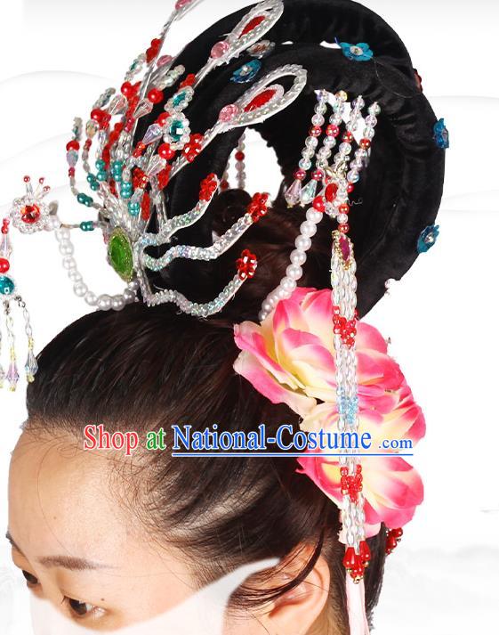 Chinese Handmade Opera Hair Accessories Peking Opera Hua Tan Headpieces Beijing Opera Noble Lady Phoenix Hair Crown Headdress