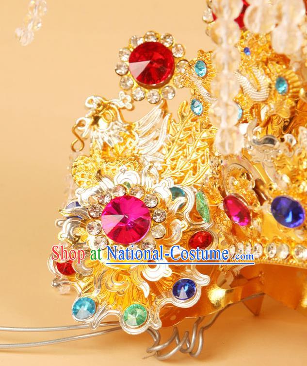 China Traditional Peking Opera Goddess Hat Handmade Opera Phoenix Coronet Beijing Opera Queen Statue Headwear