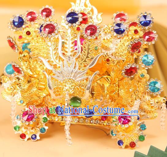 China Beijing Opera Taishan Queen Statue Headwear Traditional Peking Opera Goddess Hat Handmade Opera Phoenix Coronet