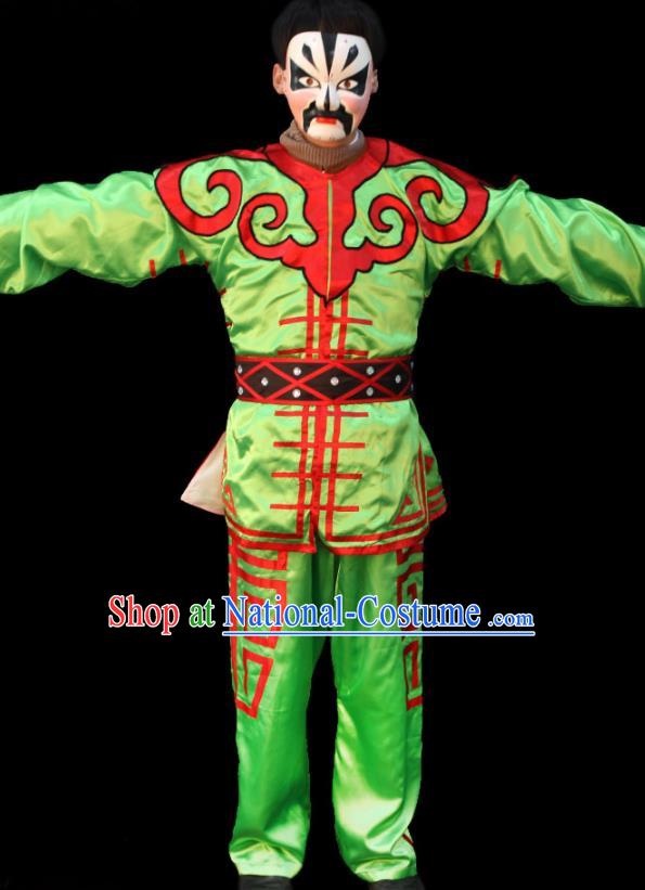 China Beijing Opera Hero Clothing Traditional Peking Opera Wusheng Green Outfits Cosplay Song Dynasty Water Margin Swordsman Costumes