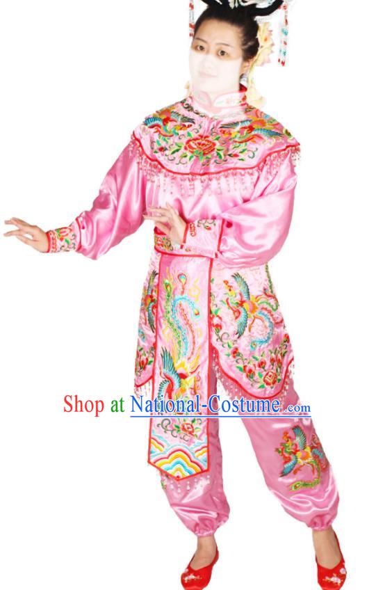 Chinese Peking Opera Hua Mulan Pink Uniforms Traditional Cosplay Female General Clothing Beijing Opera Swordswoman Garment Costumes