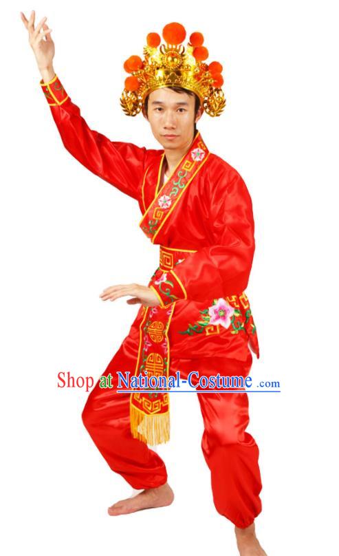 China Beijing Opera Wusheng Clothing Traditional Martial Arts Red Outfits Cosplay Water Margin Hero Wu Song Costumes