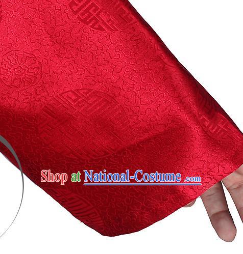 China Traditional Wedding Red Long Robe Ancient Bridegroom Costume Minguo Male Clothing