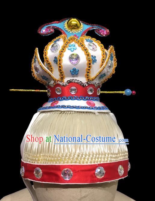 Chinese Beijing Opera Lotus Hair Crown and Hairpin Handmade Opera Swordsman Headpieces Ancient Taoist Hair Accessories