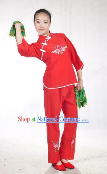 China Drum Dance Garments Folk Dance Red Uniforms Woman Yangko Dance Clothing Fan Dance Costumes