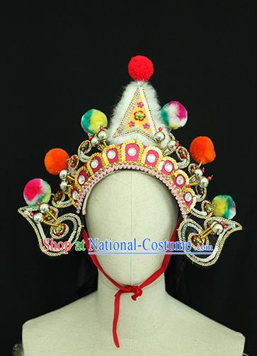 Chinese Ancient Soldier Hat Handmade Chaozhou Opera Warrior Headdress Beijing Opera Wusheng Helmet Headwear