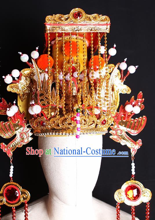 China Handmade Opera Empress Tassel Hat Peking Opera Goddess Headwear Ancient Queen Phoenix Coronet