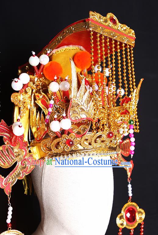 China Handmade Opera Empress Tassel Hat Peking Opera Goddess Headwear Ancient Queen Phoenix Coronet