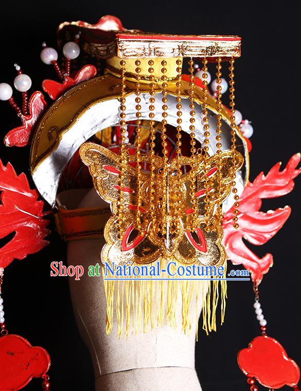 China Handmade Opera Empress Tassel Hat Peking Opera Goddess Headwear Ancient Queen Phoenix Coronet