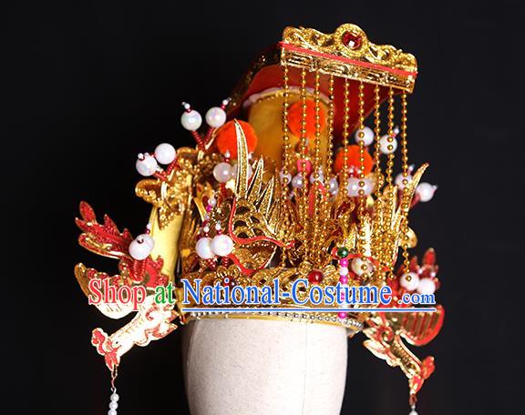 China Handmade Opera Empress Tassel Hat Peking Opera Goddess Headwear Ancient Queen Phoenix Coronet