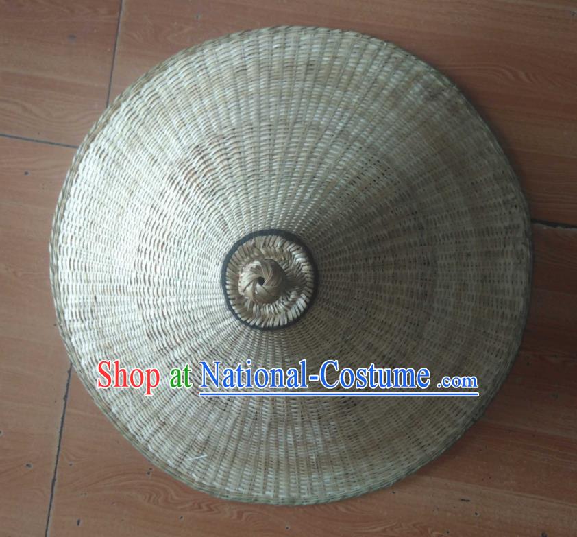 China Handmade Straw Plaited Rain Hat Yi Minority Country Woman Headdress Liangshan Ethnic Group Village Female Headwear