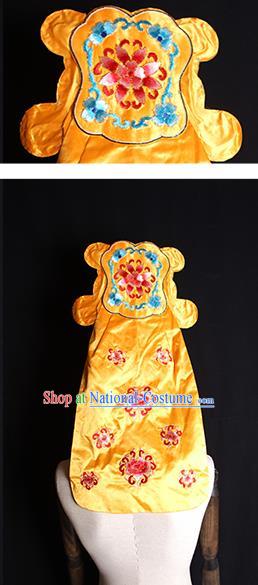 Chinese Beijing Opera Scholar Embroidered Yellow Hat Ancient Young Male Headdress Handmade Chaozhou Opera Swordsman Headwear