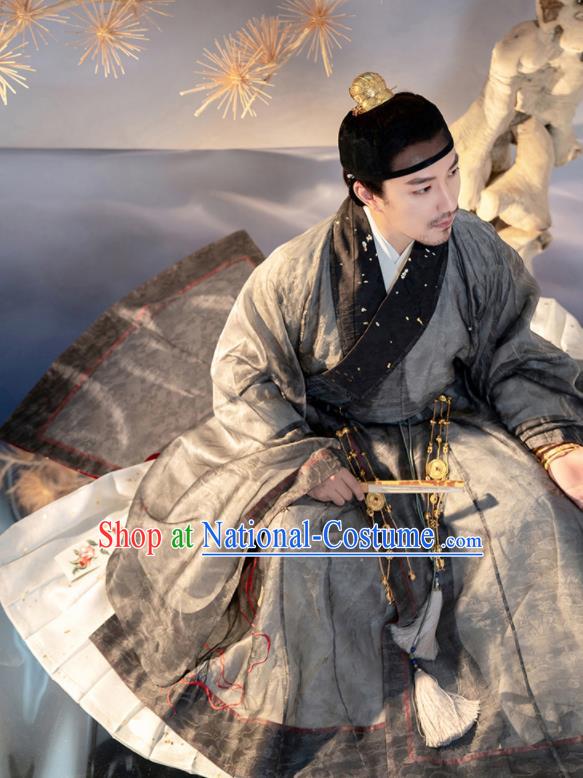 China Ming Dynasty Priest Frock Traditional Hanfu Robe Garments Ancient Swordsman Historical Clothing Complete Set