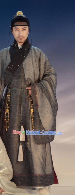 China Ming Dynasty Priest Frock Traditional Hanfu Robe Garments Ancient Swordsman Historical Clothing Complete Set