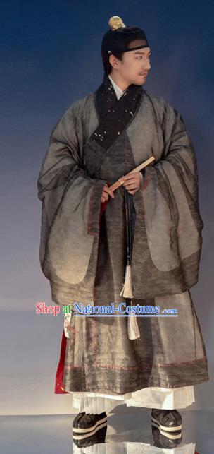 China Ming Dynasty Priest Frock Traditional Hanfu Robe Garments Ancient Swordsman Historical Clothing Complete Set