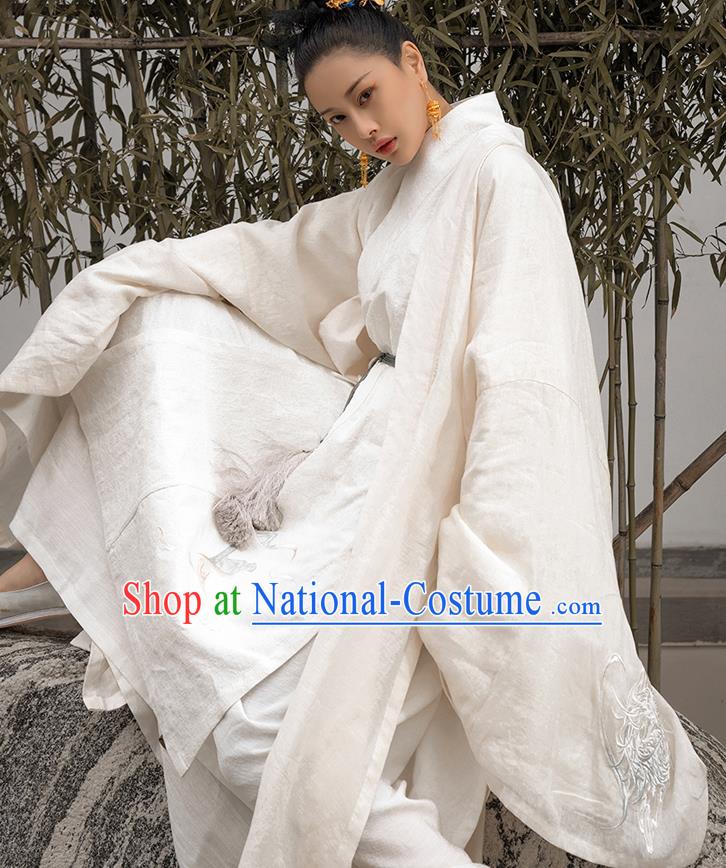 China Traditional Historical Garment Costumes Ancient Swordsman Hanfu Clothing Song Dynasty Young Childe White Uniforms