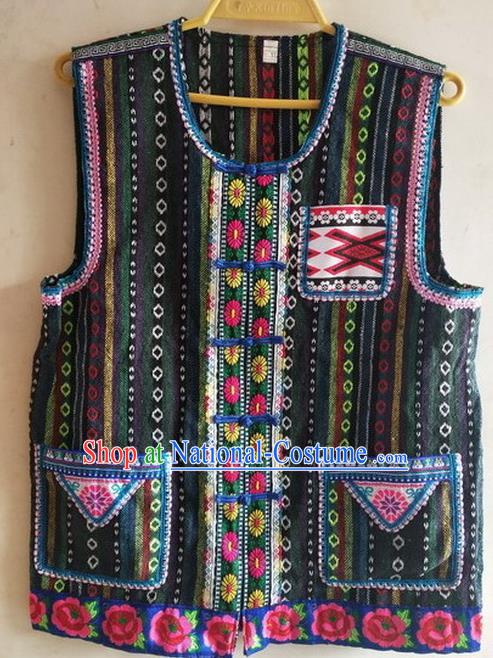 China Minority Male Vest Va Nationality Stage Performance Clothing Ethnic Folk Dance Waistcoat