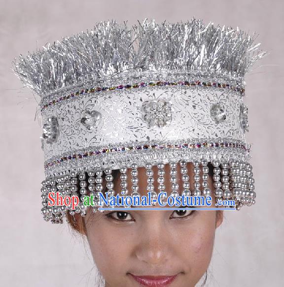 China Miao Nationality Festival Performance Headdress Handmade Minority Hat Hmong Ethnic Group Folk Dance Headwear