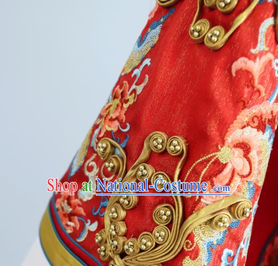 Chinese Classical Embroidered Red Xiuhe Suits Wedding Clothing Traditional Ceremony Toasting Garment Costumes Ancient Bride Dress