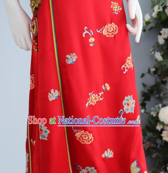 Chinese Classical Embroidered Red Xiuhe Suits Wedding Clothing Traditional Ceremony Toasting Garment Costumes Ancient Bride Dress